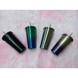 KH Termo Aluminio Vaso Con Popote Calor Frio Termico Colores