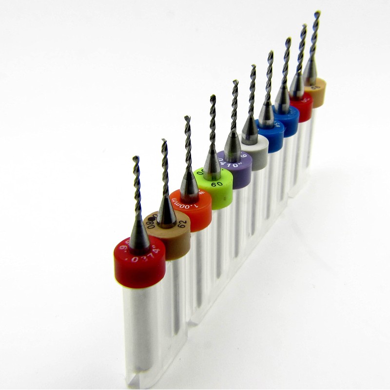 Ten Size Carbide Drill Bit Set .037" - .0465" #63#62#61#60#59#58#57
