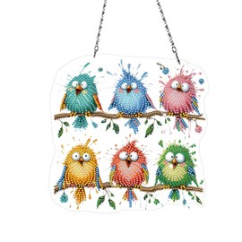 Diamond Painting Spring Window Decoration Hanging Bird Decoration Diamond Painting Window Pictures Spring Decoration Diamond Painting Door Wreath Pendant Spring Hanging Decoration Window Decoration