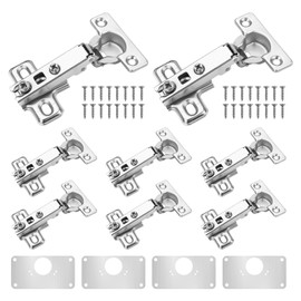 8PCS 26mm Cabinet Hinges, Wardrobe Hinges with 4 Pcs Hinge Repair Plate, Embedded Furniture Hinges Full Overlay for Kitchen Bathroom Cabinet Closet Hinges with Screws ﻿