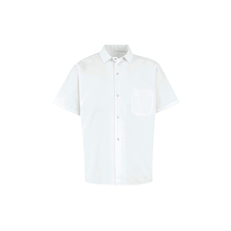 Chef Designs Mens Cook Work Utility Button Down Shirt, White,