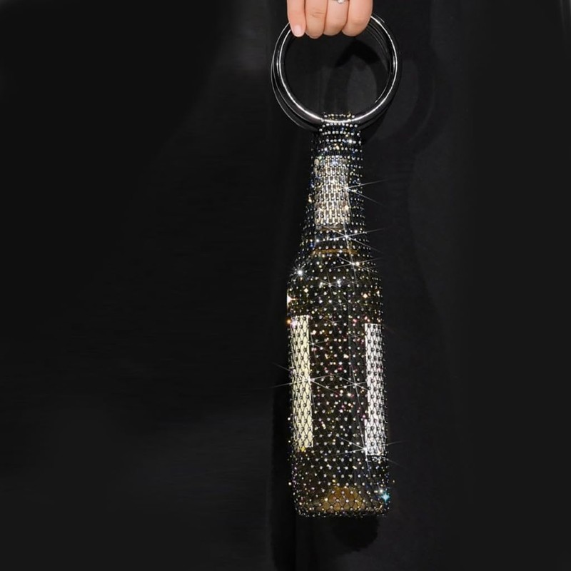 WOFALO store Stylish Resin Handle Wine Bottle Bag with Marble-Pattern