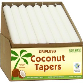Aloha Bay Coconut Taper Candle – Dripless, Unscented 9 Inches w/ 9-Hour Burn Time & Pure Cotton Wicks for a Clean, Steady Glow for Special Occasions | Unscented | 32-Pack | White