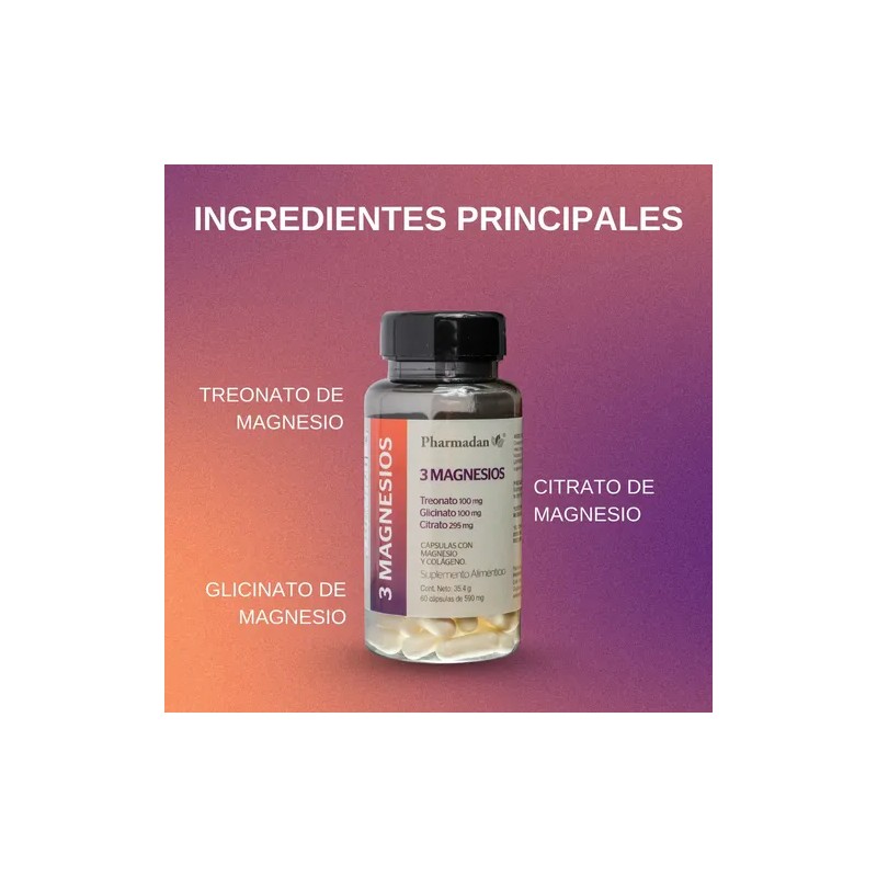 Magnesio Complex Pharmadan Citrato Glicinato Treonato Cápsulas