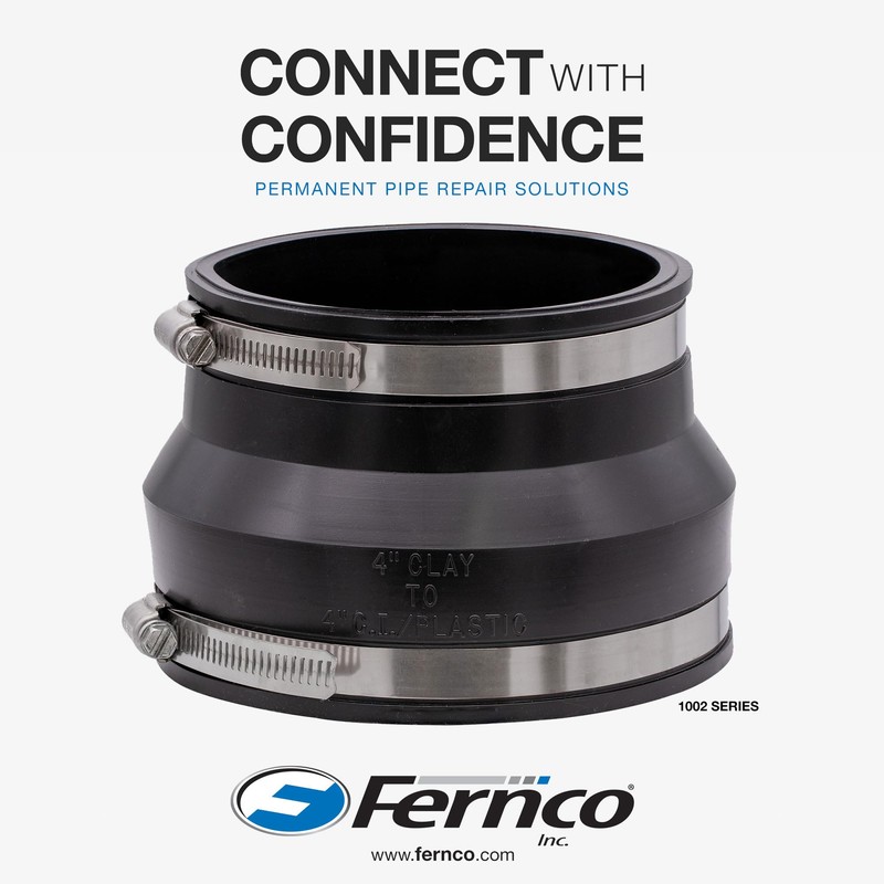 Fernco 1002-66RC Shielded PVC Pipe Coupling for Clay to Cast