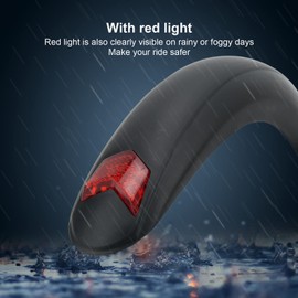 equlup Scooter Rear Mudguard with Tail Light, 10in Scooter Splash Rear Mudguard Quick Release Lightweight Back Tire Mud Guard with Red Lamp for Replacement