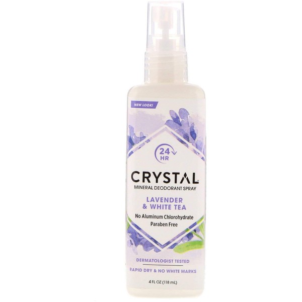 Crystal Essence Mineral Deodorant Body Spray Lavender And White Tea - 4 fl oz