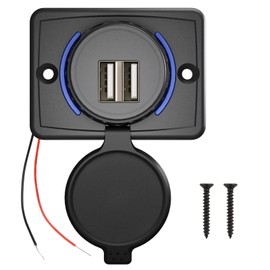 Car USB Socket, Dual Socket for Cars, USB Socket 12V Motorhome, 12V-24V Built-in Charger Made of ABS for Motorhomes, Motorcycles, Buses and Boats - Fast Charging for Mobile Devices