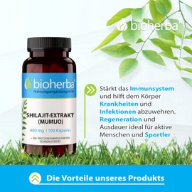 Mumijo Shilajit Kapseln 400 mg – 200 Stück – Pure Natural und Hochdosiert von BIOHERBA