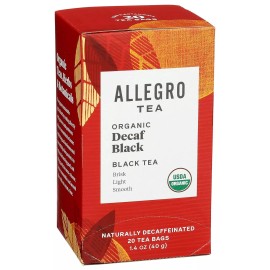 Allegro Coffee Organic Decaffeinated Black Tea Bags 20 Count Gentle Co2 Process  Pack Of 1