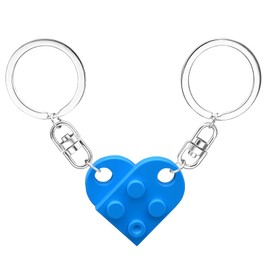 LGOUYGG Matching Brick Keychain for Couples, Cute Heart Shape Keychains Set, Sweet Gifts for Girlfriend Boyfriend Friendship (Blue)
