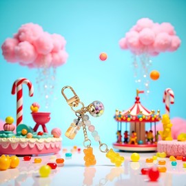 Cute Resin Gummy Bear Keychain – Candy Color Animal Bear Charm for Women, Colorful Key Ring for Car Keys, Backpack, and Bag Pendant, Perfect Jewelry Gift, Car Keychain