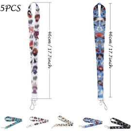 5 PCS Lanyard Key Chain for Neck - Sturdy Durable Strap for ID Badge Holder, Wallet, Keys, Camera - Multicolor, 46