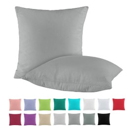 BaSaTex Double Pack Cotton Renforcé Cushion Cover 40 x 40 cm Pillowcases 100% Cotton Cushion Covers in Steel Grey