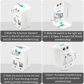 Convertidor Adaptador de Enchufe Europeo Cargador Internacional para Viaje Adaptador Universal Todo en Uno Múltiples Conexiones Viajes Travel Americano Japon China Canadá USA EU UK AU ALL IN ONE