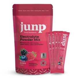 JUNP Sugar Free Electrolytes Powder Packets for Water Instant Hydration Packets with Salt & Potassium, Zero Calorie, No Carbs No Sugar Electrolyte Drink Mix Sticks, Keto Friendly, Wild Berry 5 Pack