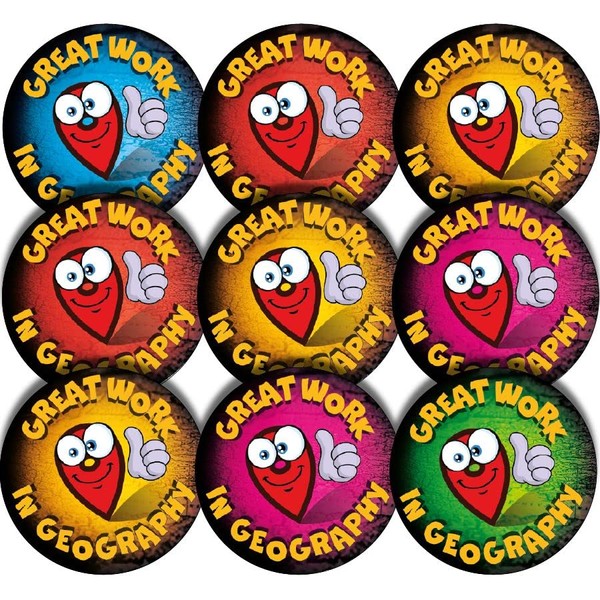 144 Great Work In Geography - 30mm - Glossy Reward