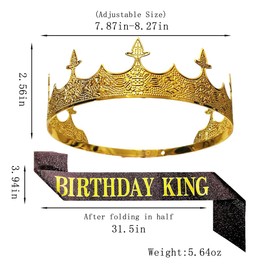 YIXIANGPING Birthday Crown Headwear, Unisex Party Ribbon Decoration, Universal Style (golden01)