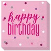 Glitz Pink & Silver Happy Birthday Luncheon Napkins (16cm) -