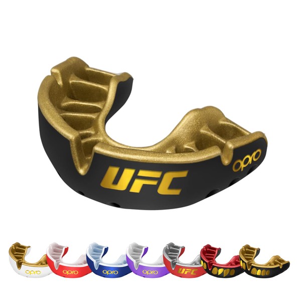 OPRO NEW Gold Level UFC Mouth Guard for Adults and Juniors with Revolutionary Technology for UFC, Boxing, MMA, Martial Arts and All Combat Sports (Black Youth)