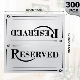 Resurhang 300 Pcs Paper Table Reserved Sign with Name Line Reserved Seating Signs Bulk Double Sided Signs for Reserving Seats Restaurant Wedding Reception Church Board Business Meeting (Silver Black)