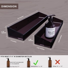 Bakzon Acrylic Wall Mount Organizer, Adhesive Shelf, Bathroom Shelves for Wall, Self Adhesive Organizer, No Drilling Hang Walls, with Self Adhesive Tape, for Bathroom, Kitchen, Living Room- Dark Brown