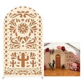 KONPON Arch Backdrop Covers for Mexican Talavera Wedding Party Stretchy Arched Photography Background Stand Covers Baptismx Baby Shower Decoration(Only Cover)