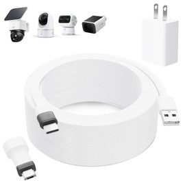 25ft Power Extension Cable with Adapter for eufy SoloCam S340/S220, E30, C210, eufy Cam S350, E220, Weatherproof Flat Charging Cord for eufyCam 3C/S300, 3/S330, Built-in Short-Circuit Protect Adapter