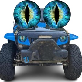 SAHENITEANA 4 Pcs Beast Eyes Headlight Decals for Jeep, Red Beast Eyes Headlight Stickers Pair Cool Round 3D Funny Car Headlight Decorations for Jeep Truck Body Window Bumper (Blue)