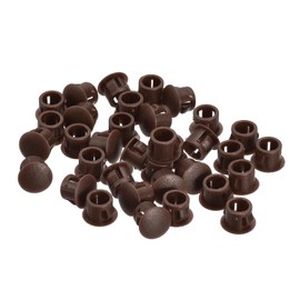 uxcell 8mm(5/16") Plastic Hole Plugs, 36Pcs Flush Type Panel Round Snap in Fastener Knockout Locking Plugs for Furniture Insert End Caps Panels, Brown