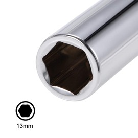 sourcing map 2pcs 3/8" Drive 13mm 6 Female Flat and Deep Set Cr-V Steel