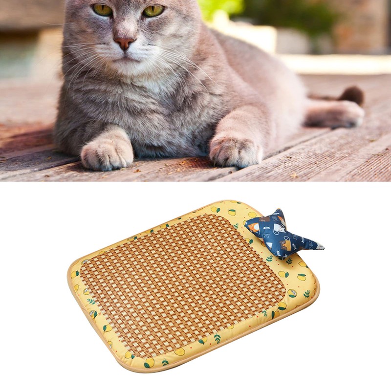 Dog Rattan Cooling Mat Bite Resistant Comfortable Breathable Cat Cooling