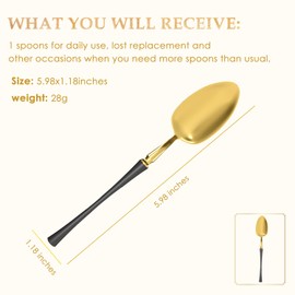 Sweet Elegance® 1PCS 5.98 Inches Coffee Spoons, Stirring Spoons, Tea Spoons Long Handle, Black Gold Teaspoons, Gold Spoons, Ice Tea Spoons, Spoons for Stirring, Gold Espresso Spoons Stainless Steel