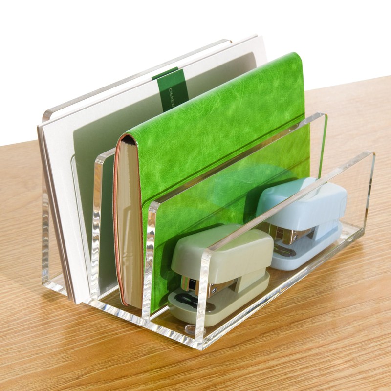 AIDIMOO Clear Acrylic 3 Compartment Mail & Letter Organizer for