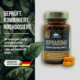 Naturalie® Suprakuma Premium Turmeric Capsules | 210 mg Pure Curcumin in 2-Way Complex with Curcugreen® and Curcumin C3 Complex® | Increased Bioavailability | 90 Capsules