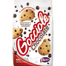 Pavesi: "Gocciole Chocolate" Biscuits with Chocolate drops , no palm oil - 17,6 Oz /500g , (Pack of 3)