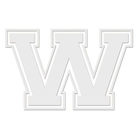 Letter W Varsity - Vinyl Decal for Outdoor Use on Cars, ATV, Boats, Windows and More - White 5 Inches Tall by 8 Inches Wide