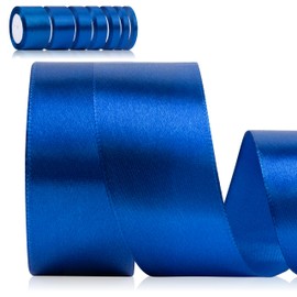 Foshird Blue Ribbon 40 mm x 22 m Gift Ribbon Wide Bow Ribbon Dark Blue Polyester Ribbons for Crafts Decorative Ribbon for Gift Packaging Birthday DIY