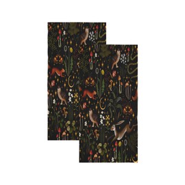 PAOPOED Fairy Rustic Forest Hand Towels Set of 2, Boho Cute Funny Gothic Vintage Mushrooms Woodland Wild Animals Soft Absorbent Small Bath Towel Kitchen Dish Guest Towel for Bathroom Hotel Gym Spa