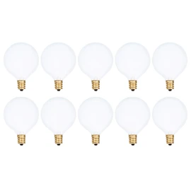 Simba Lighting Small Globe G16.5 Round Bulb 40W E12 Candelabra Base (10 Pack) for Chandelier, Ceiling Fan Light, Decorative Vanity Lights, Wall Sconce, Frosted Glass 120V, 2700K Warm White Dimmable