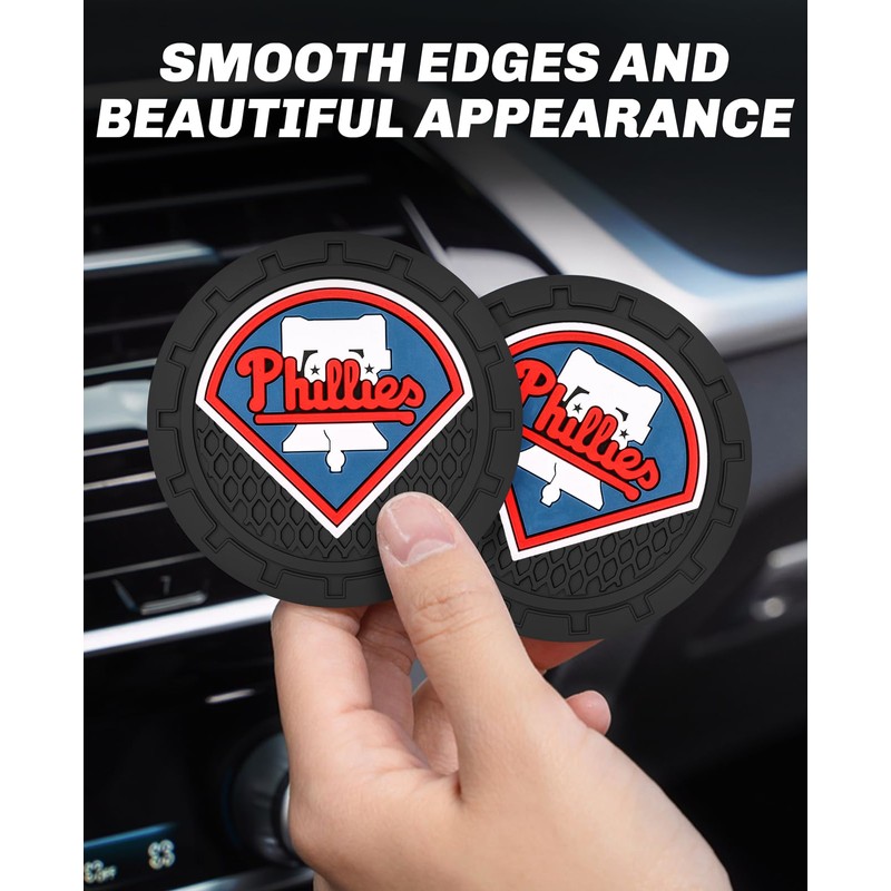 Car Cup Holder Coasters for Philadelphia Phillies Baseball Fans, Silicone