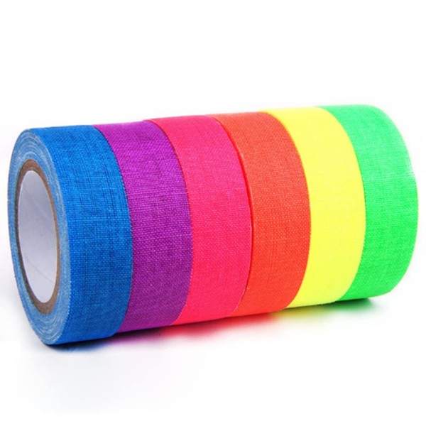 Itisyou Fluorescent Tape, Cloth Tape, Gaffer Tape, Micro Gaffer, 6 Colors, Color Tape