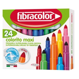 FIBRACOLOR Colorito Maxi Marker, 24 Colours, Large Tip, Super Washable