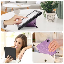 Caweet Case for Kobo Libra Colour 7 Inch 2024 Release, Premium PU Leather Origami Stand Protective Sleeve Cover with Auto Wake/Sleep Feature, Glitter Purple
