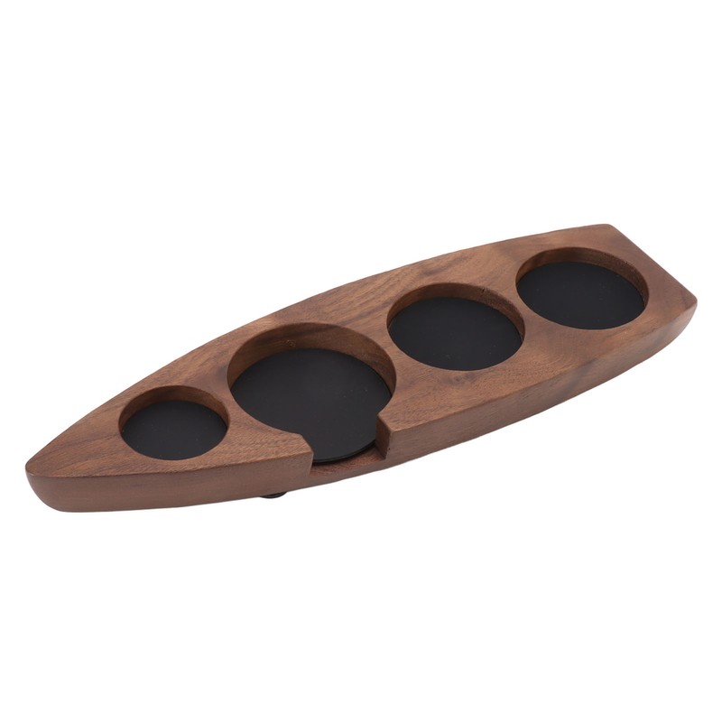 Boat Shape Coffee Tamper Holder Walnut Wood Coffee Distributor Holder