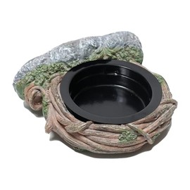 Repticircle Magnetic Reptile Feeding Ledge with 2 Cups, Hollow Vine Food Dish & Water Bowl for Bearded Dragon, Gecko, Lizard & Snake – Reptile Tank Accessories for Terrariums