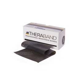 TheraBand Original Fitnessband | Thera-Band Resistance Band für Kraftraining und Abnehmen zuhause oder Terra Band im Gym | 5,5M Rollenware schwarz | spez. Stark