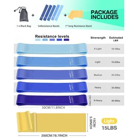 VELOGO 6Pcs Resistance Bands for Working Out 5 Different Resistance Levels Exercise Bands and 1Long Stretch Elastic Bands for Exercise Women and Men for Exercise Yoga, Gym,Training,Yoga,Pilates