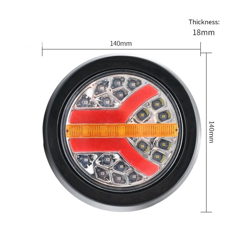 ZENWORYS 2Pcs 12V 24V LED Round Car Rear Tail Light