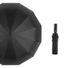 Automatic Umbrella 12 Ribs Sturdy Solid Color Windproof Folding Rain